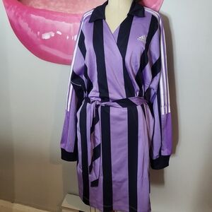 Adidas Jacquard Jersey Dress Women's Size Small Long Sleeve Logo Violet Outfit